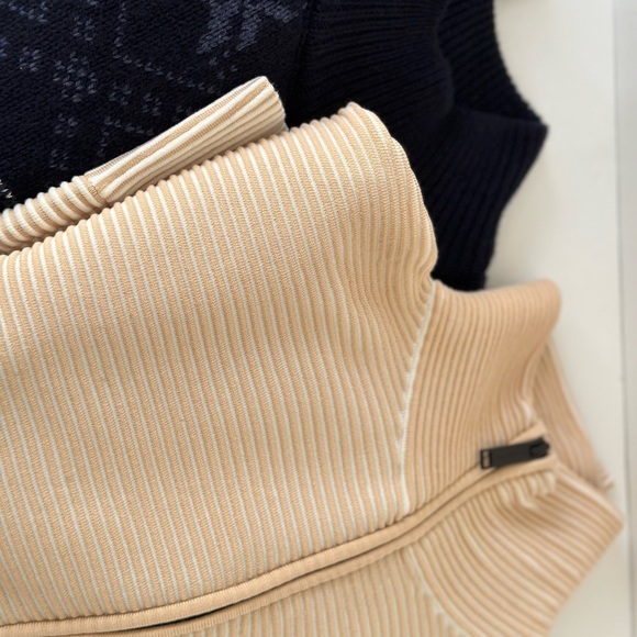 Y2K ATHLEISURE APRÈS-SKI Neutral Two Tone Zip Jumper / Sweatshirt V Neck Sweater - Picture 11 of 14